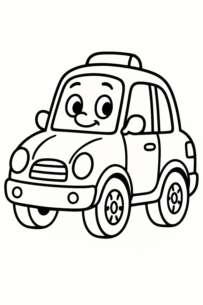 Auto im Comic-Stil als Ausmalbild zum Ausdrucken und Ausmalen für Kinder