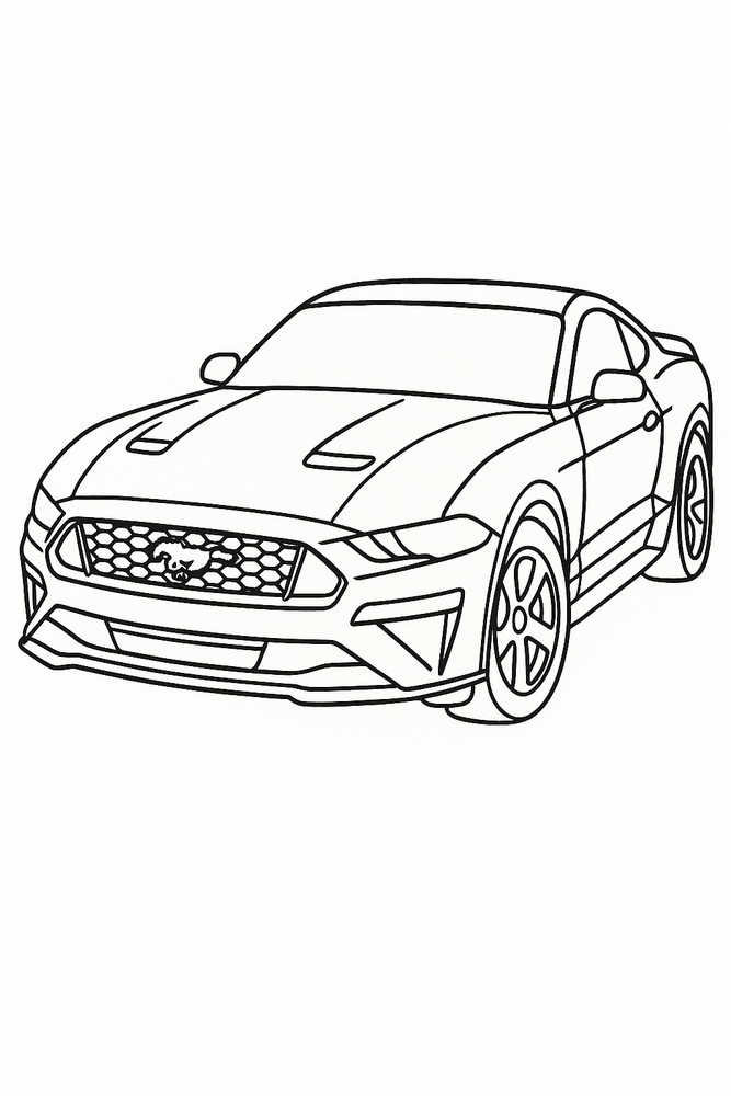 Malvorlage Ford Mustang als einfache Ausmalbild-Zeichnung für Kinder