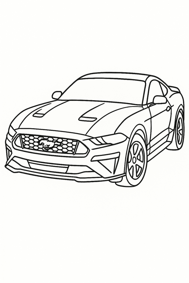 Malvorlage Ford Mustang als einfache Ausmalbild-Zeichnung für Kinder