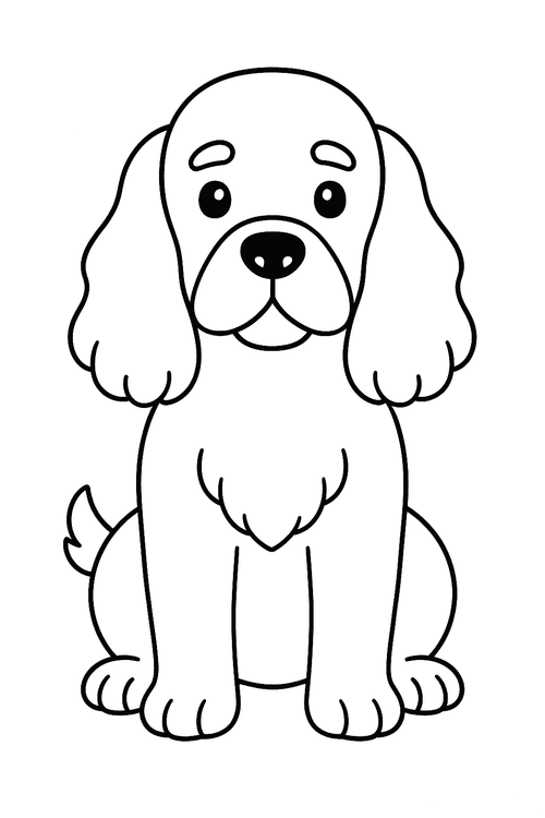 Niedliches Cocker Spaniel Ausmalbild mit großen, langen Ohren und freundlichem Gesicht
