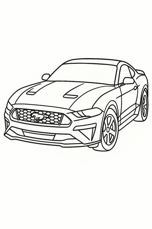 Malvorlage Ford Mustang als einfache Ausmalbild-Zeichnung für Kinder