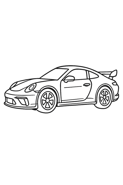 Malvorlage: Sportwagen zum Ausmalen – moderne, sportliche Auto-Silhouette ohne Farbe